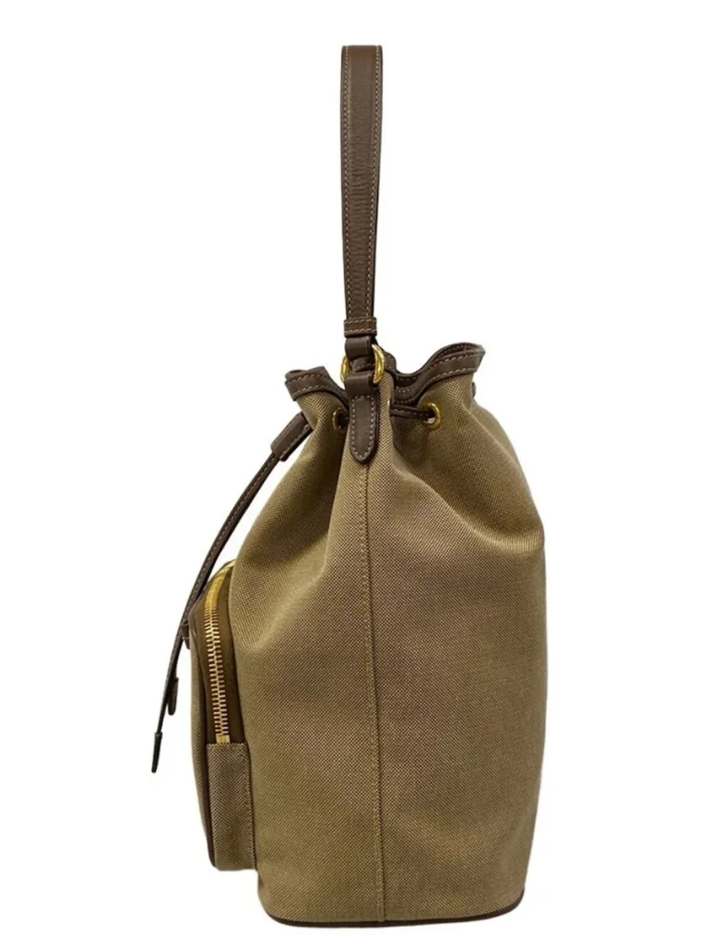 PRADA Logo Jacquard 1BH097 Beige Brown Dark Brown Jacquard Leather Handbag